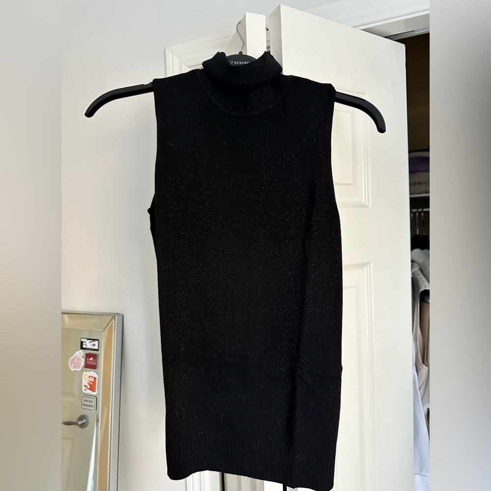 Joseph A Black Sleeveless Turtleneck Sweater